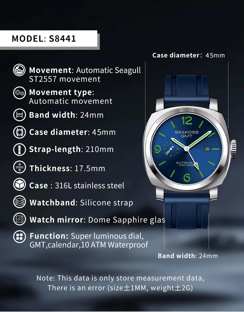 100M Diving Men GMT Automatic Mechanical Watches 1963 Clock Original Dual Time Zone Super Luminous Sapphire Wristwatches