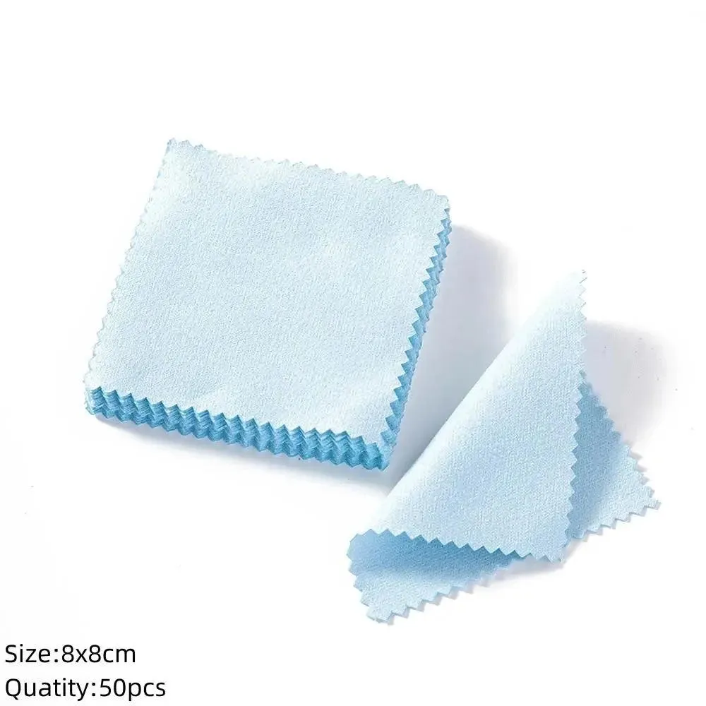 10/50Pcs Polishing Cloth Silver Sided Cleaning Polishing Cloth Soft Clean Wipe Wiping Ring Necklaces Jewelry Clean Tool Supplies