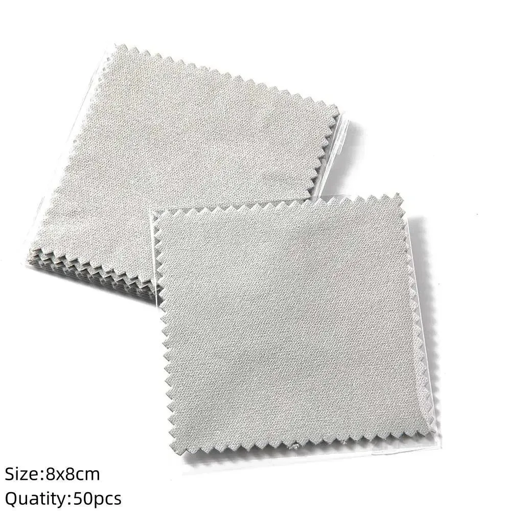 10/50Pcs Polishing Cloth Silver Sided Cleaning Polishing Cloth Soft Clean Wipe Wiping Ring Necklaces Jewelry Clean Tool Supplies