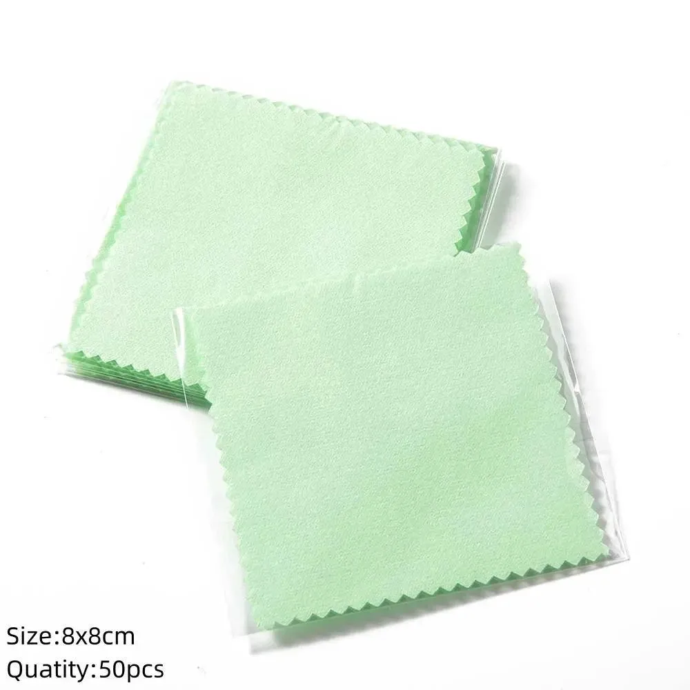 10/50Pcs Polishing Cloth Silver Sided Cleaning Polishing Cloth Soft Clean Wipe Wiping Ring Necklaces Jewelry Clean Tool Supplies