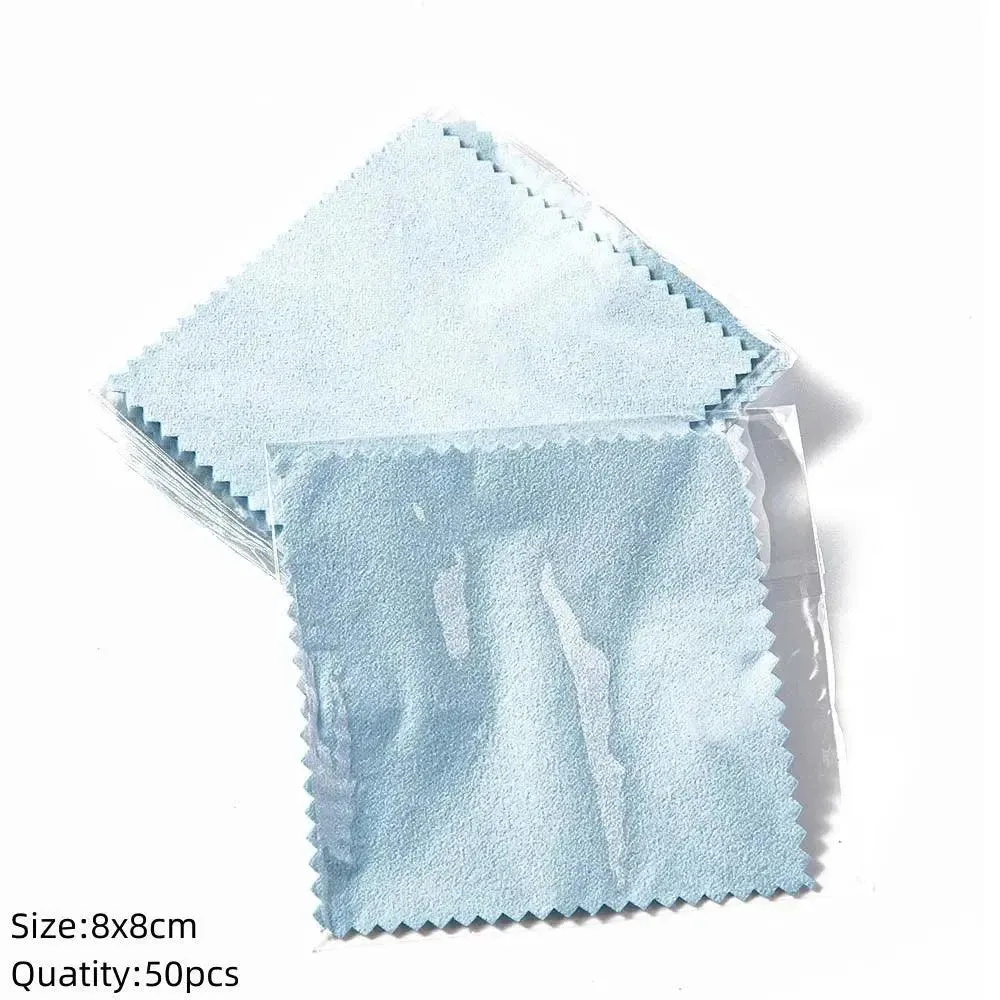 10/50Pcs Polishing Cloth Silver Sided Cleaning Polishing Cloth Soft Clean Wipe Wiping Ring Necklaces Jewelry Clean Tool Supplies