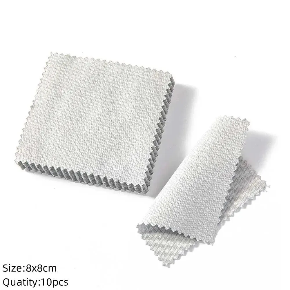 10/50Pcs Polishing Cloth Silver Sided Cleaning Polishing Cloth Soft Clean Wipe Wiping Ring Necklaces Jewelry Clean Tool Supplies
