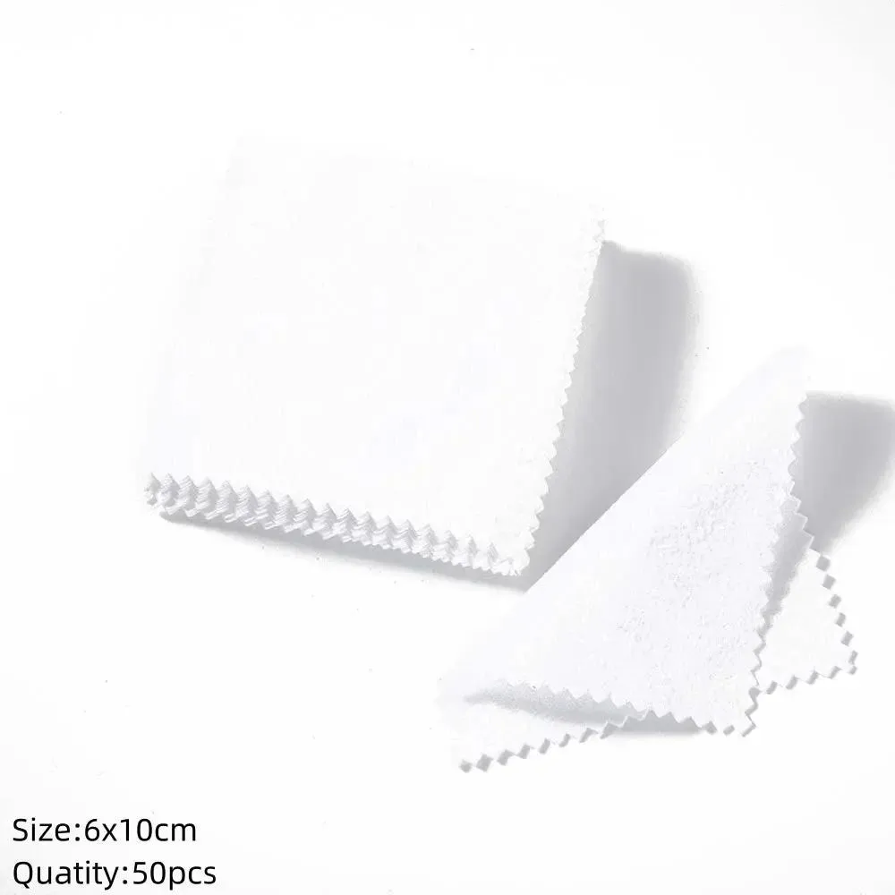 10/50Pcs Polishing Cloth Silver Sided Cleaning Polishing Cloth Soft Clean Wipe Wiping Ring Necklaces Jewelry Clean Tool Supplies