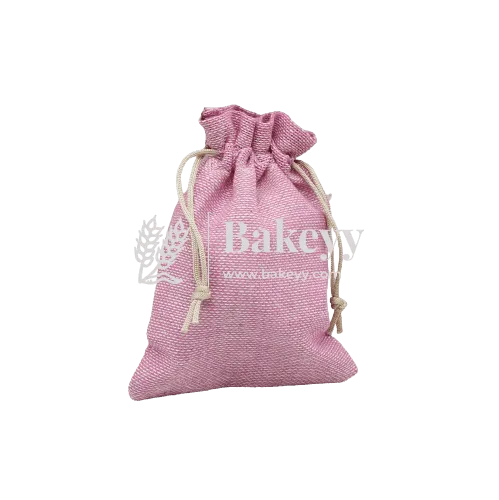 10x14 CM | Baby Pink Jute Potli Bag | Gift Return Gifts Bags | Drawstring Bags