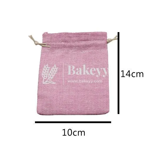 10x14 CM | Baby Pink Jute Potli Bag | Gift Return Gifts Bags | Drawstring Bags
