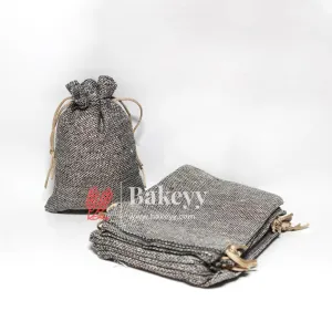 10x14 CM | Grey Jute Potli Bag | Gift Return Gifts Bags | Drawstring Bags | Pack of 10