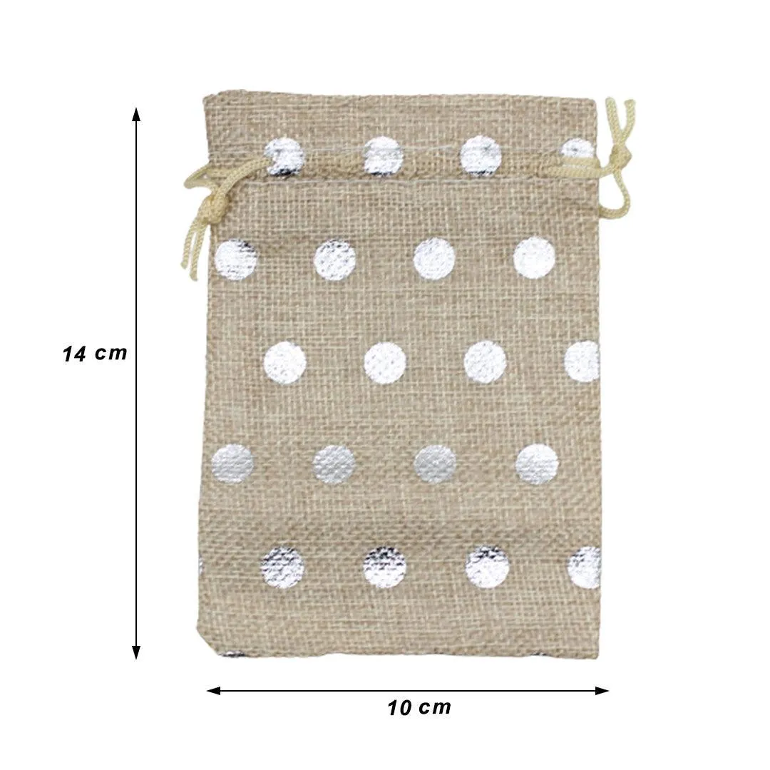 10x14 CM | Original  Printed | Printed Potli Jute Bag | Gift Return Gifts Bags |  Drawstring Bags | Pack Of 10