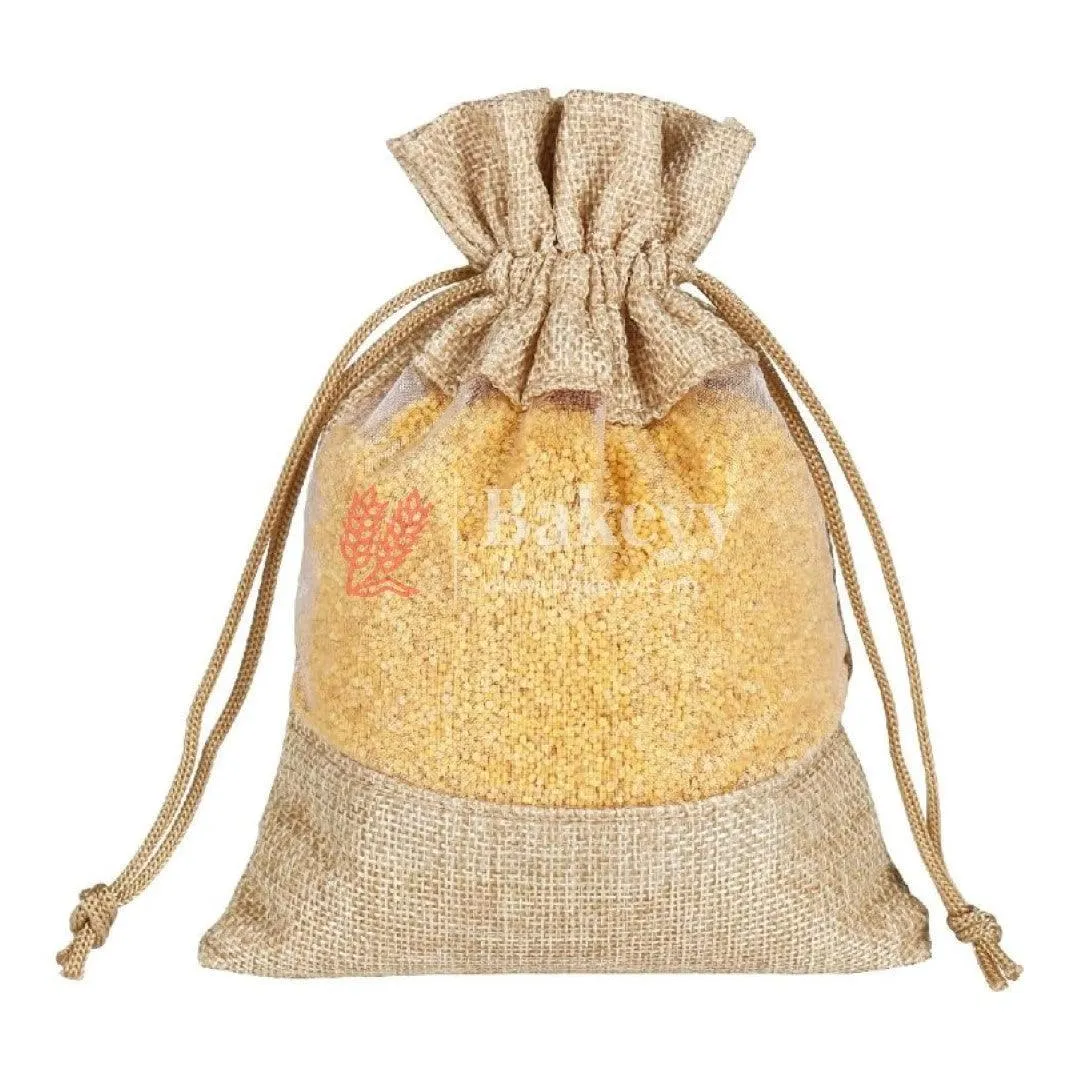 16x20 CM | Natural Jute | Jute Potli Window Bag | Gift Return Gifts Bags | Drawstring Bags