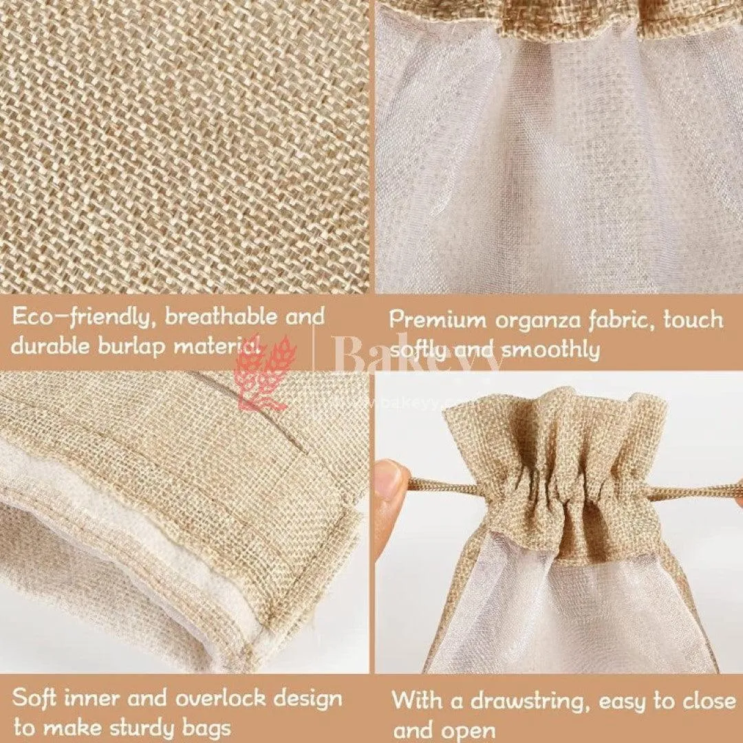 16x20 CM | Natural Jute | Jute Potli Window Bag | Gift Return Gifts Bags | Drawstring Bags