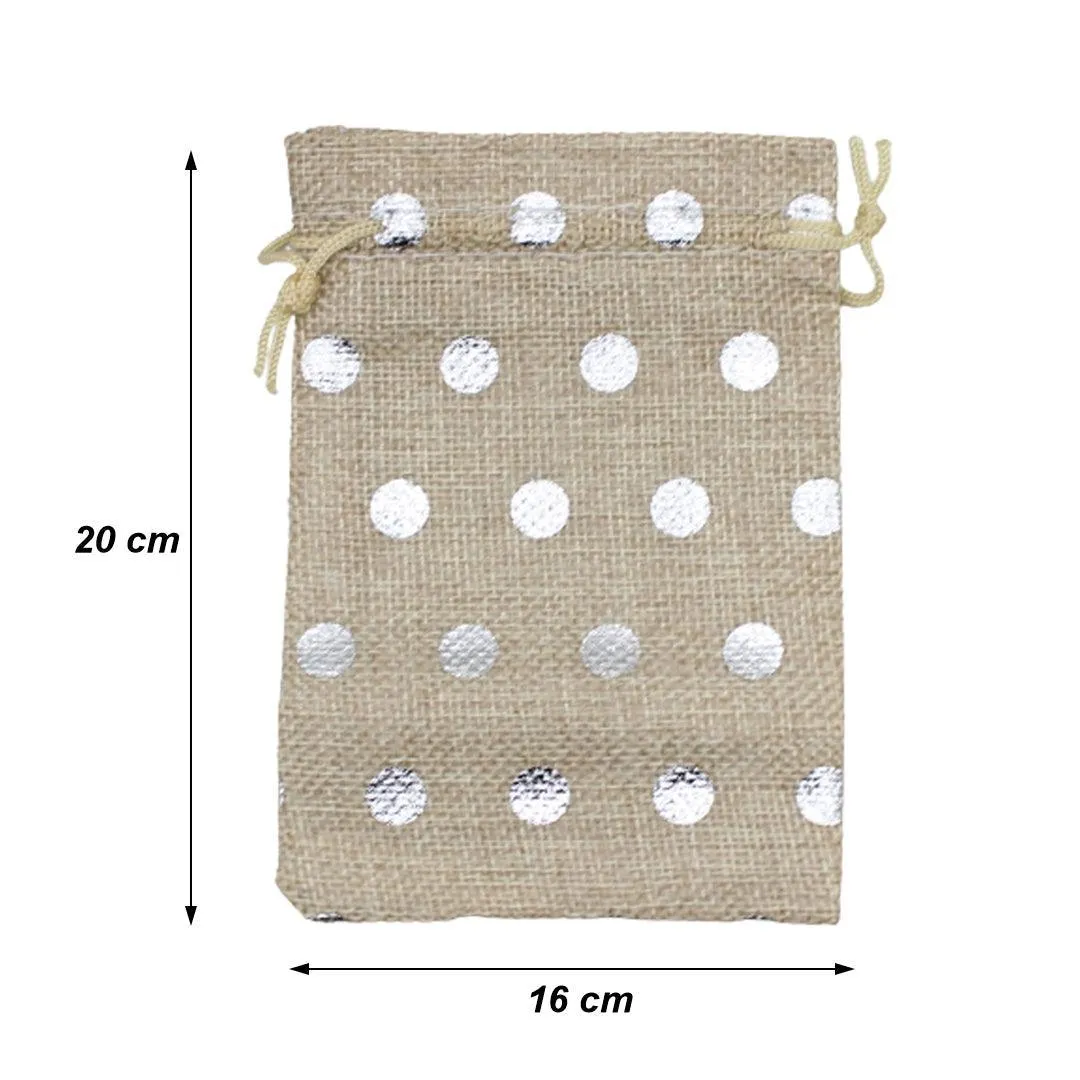 16x20 CM | Original Printed | Printed Potli Jute Bag | Gift Return Gifts Bags |  Drawstring Bags | Pack Of 10