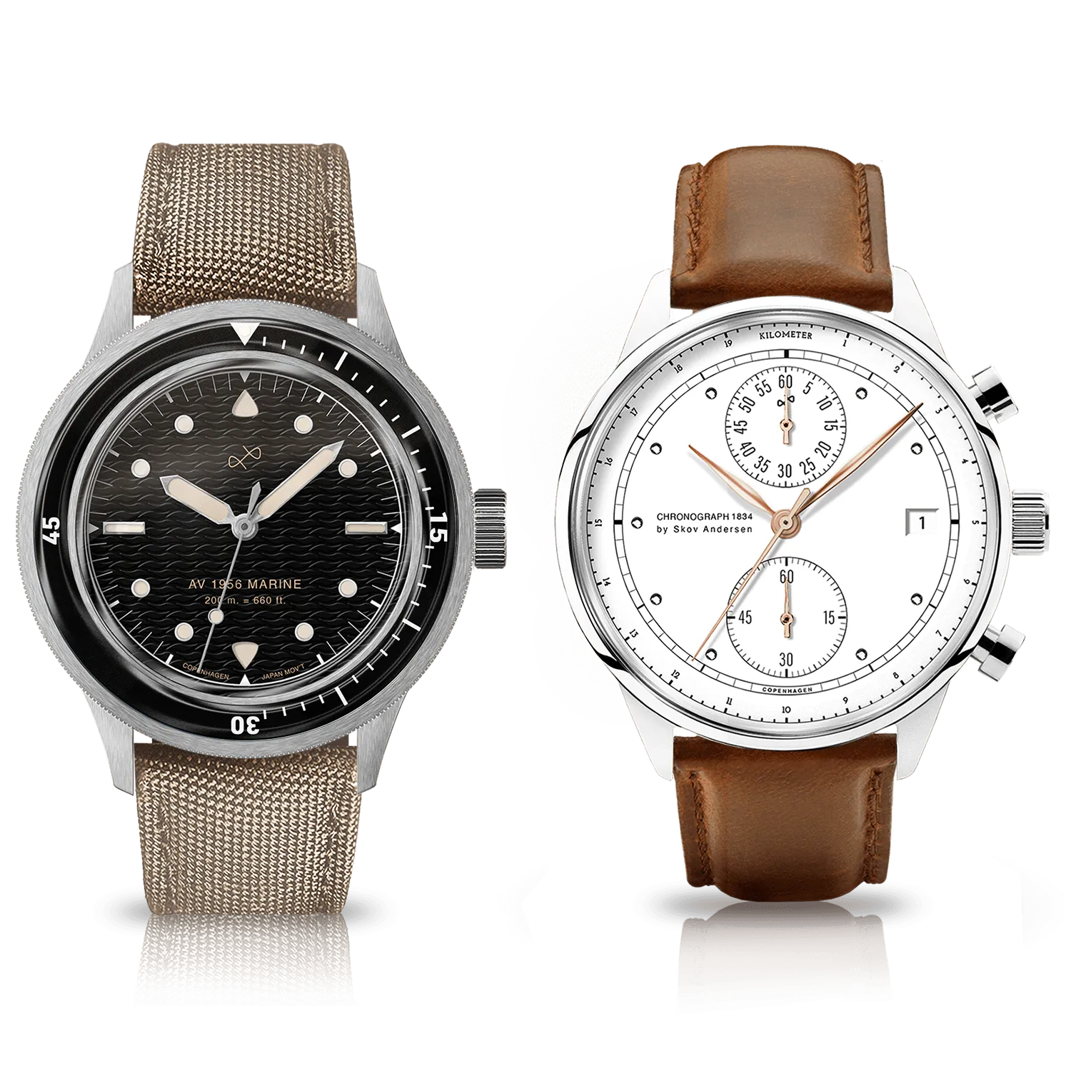 1834/1956 Package - 2 Watches, Watch roll & Mesh band
