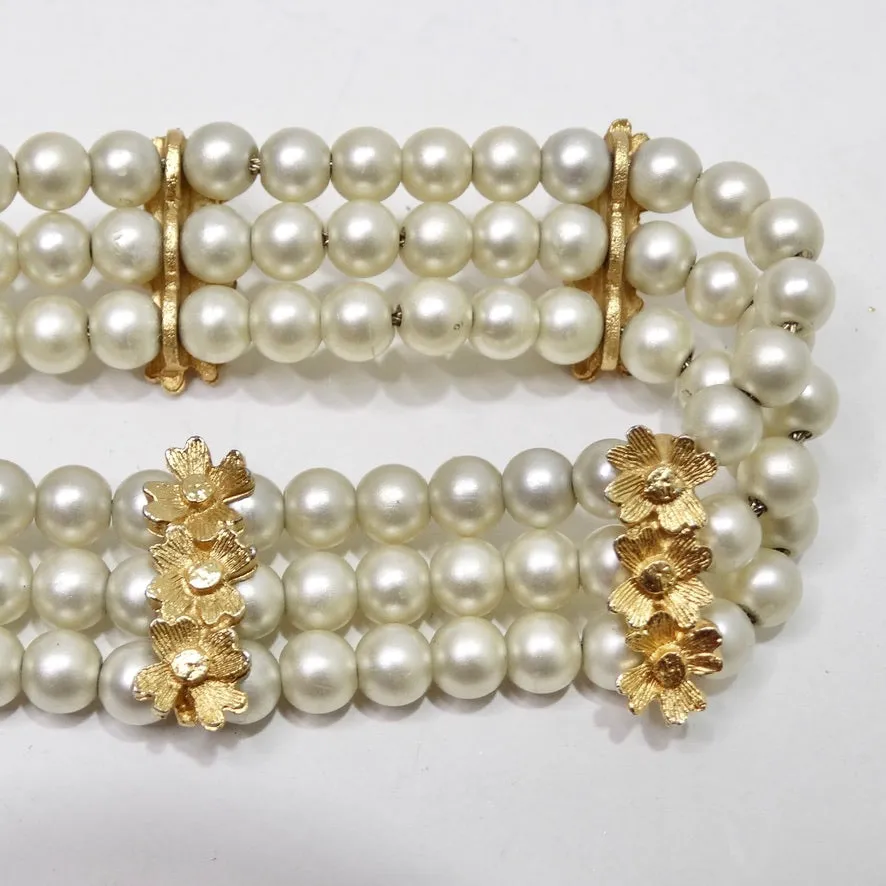 18K Gold Plated Pearl Hidden Watch Bracelet