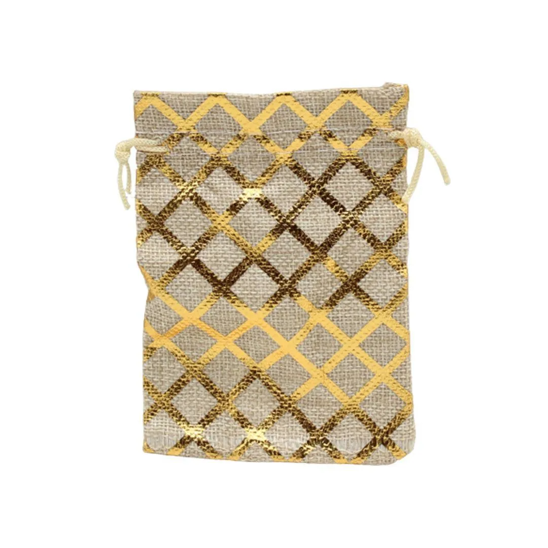 18x24 CM | Original Printed | Printed Potli Jute Bag | Gift Return Gifts Bags |  Drawstring Bags | Pack Of 10