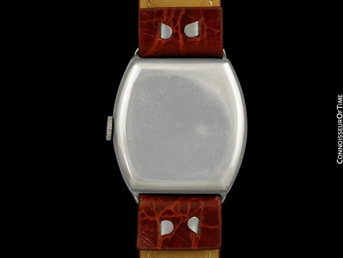 1920's Rolex Art Deco Vintage Mens Bow Tie Dial Tonneau Watch - Sterling Silver