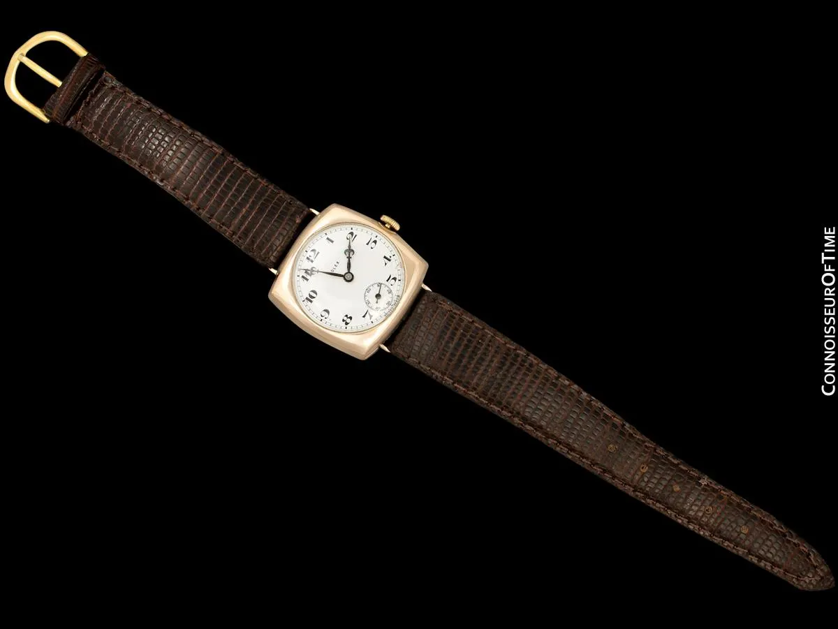 1927 Rolex Art Deco Vintage Mens Officer's Style Watch - 9K Gold