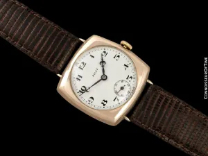 1927 Rolex Art Deco Vintage Mens Officer's Style Watch - 9K Gold