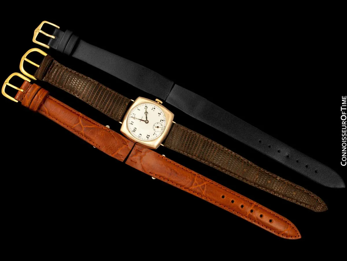 1927 Rolex Art Deco Vintage Mens Officer's Style Watch - 9K Gold