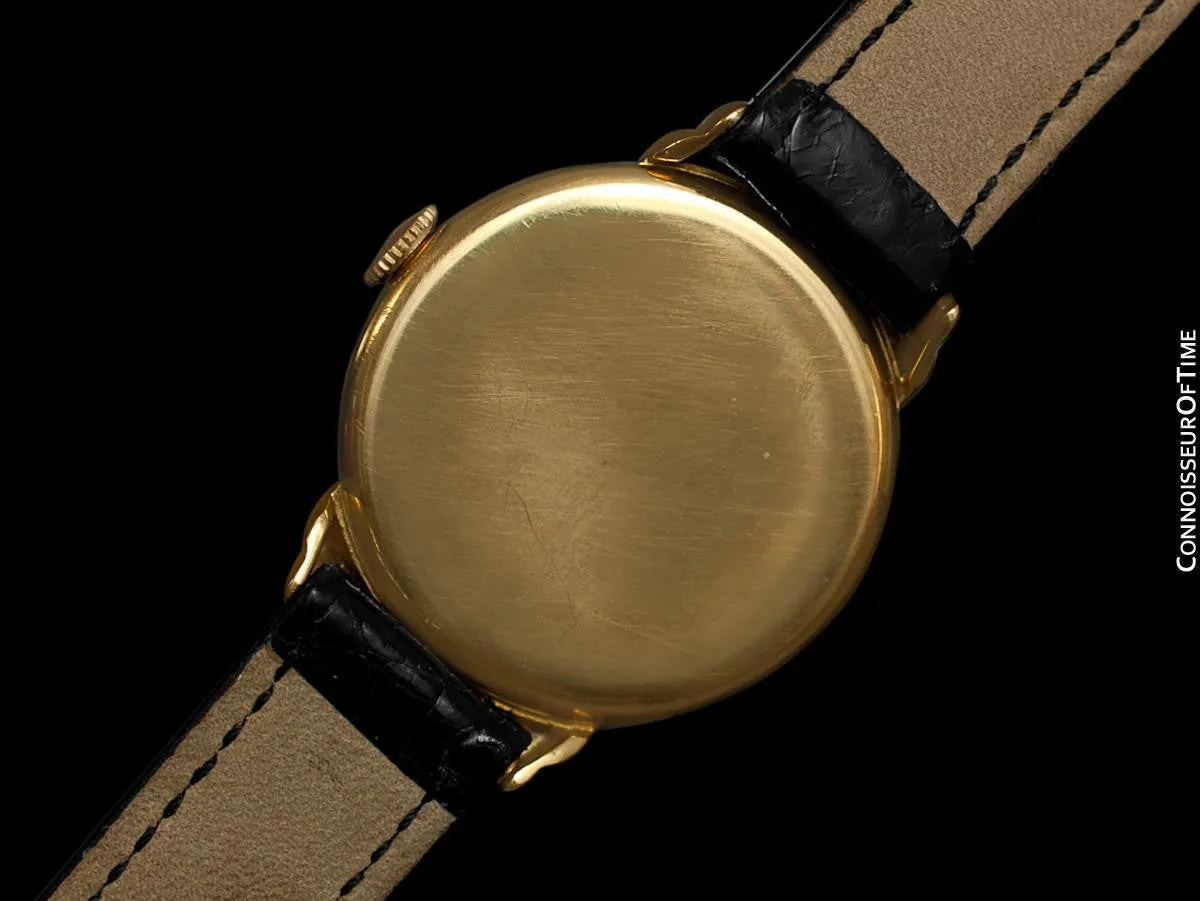 1930's Vacheron & Constantin Vintage Mens Midsize Art Deco Watch, 18K Gold - Hooded Lugs