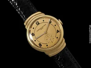 1930's Vacheron & Constantin Vintage Mens Midsize Art Deco Watch, 18K Gold - Hooded Lugs