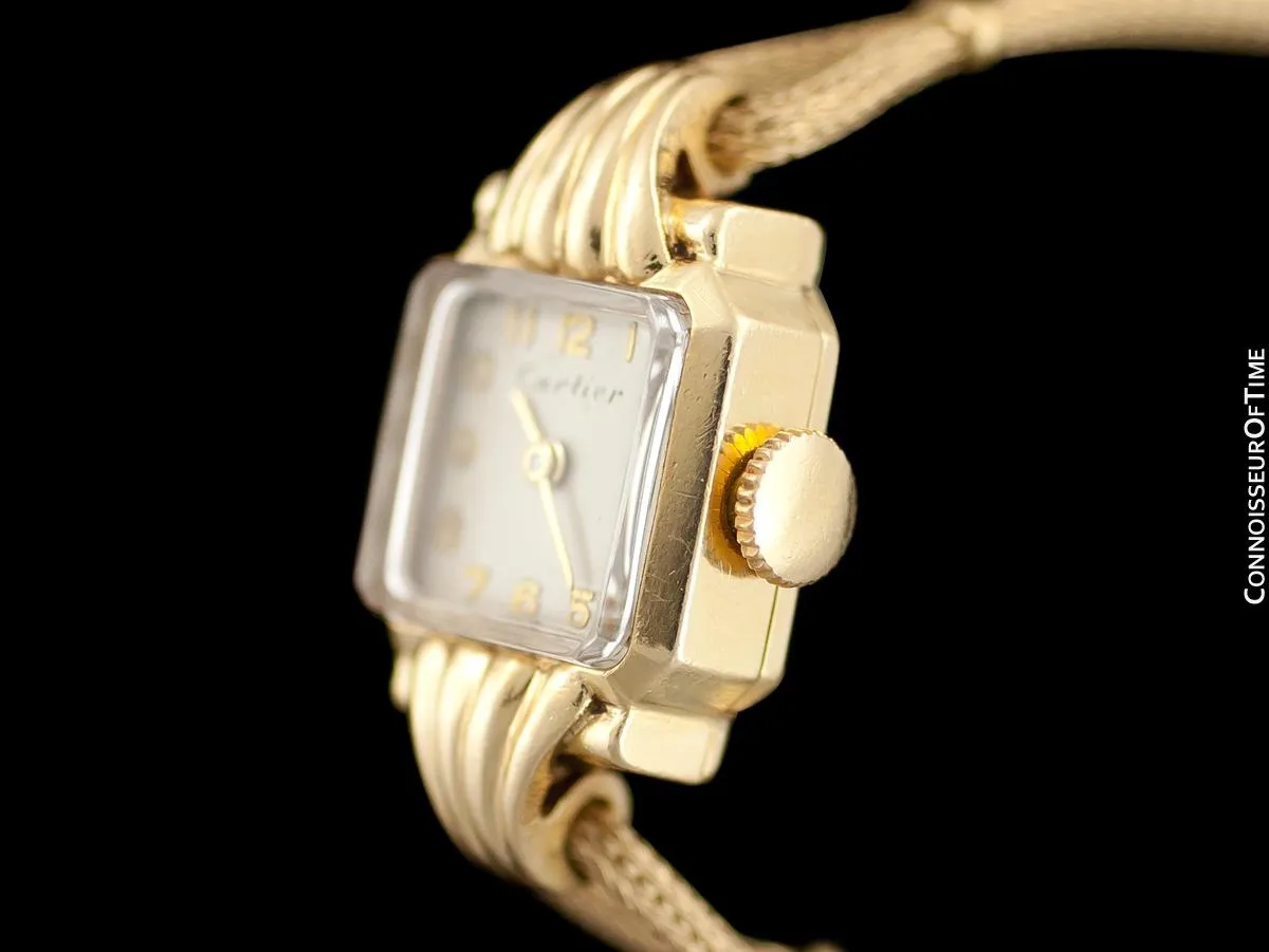1940's Cartier Vintage Classic Ladies Handwound Watch - 14K Gold