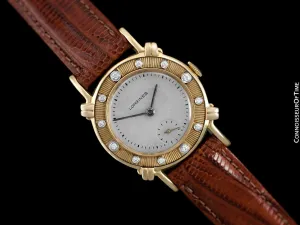 1948 Longines Vintage Mens Midsize Watch with Knot Lugs - 14K Gold & Diamonds