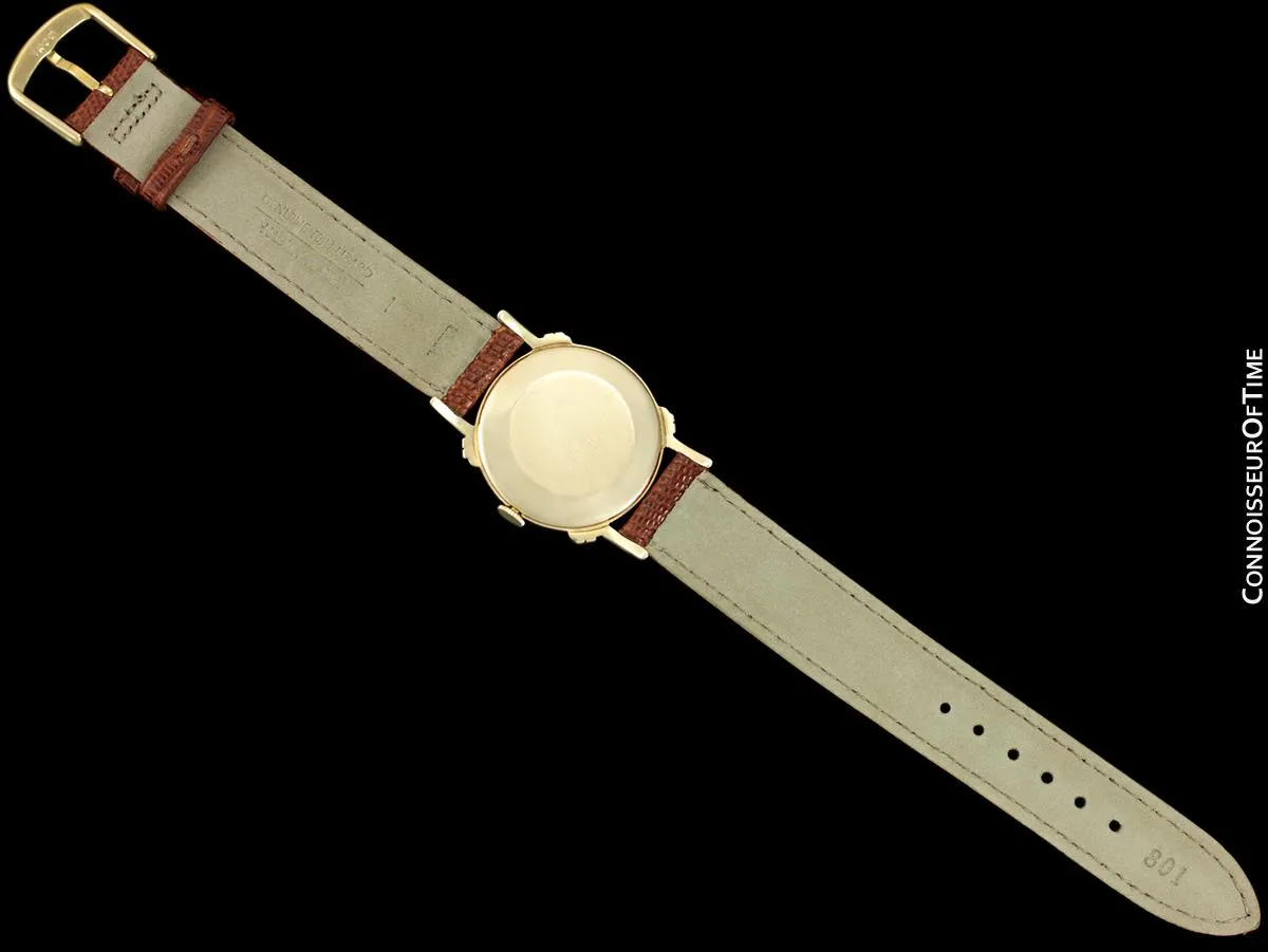1948 Longines Vintage Mens Midsize Watch with Knot Lugs - 14K Gold & Diamonds