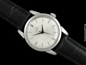 1956 Omega Seamaster Vintage Mens Calatrava Classic Handwound Watch - Stainless Steel