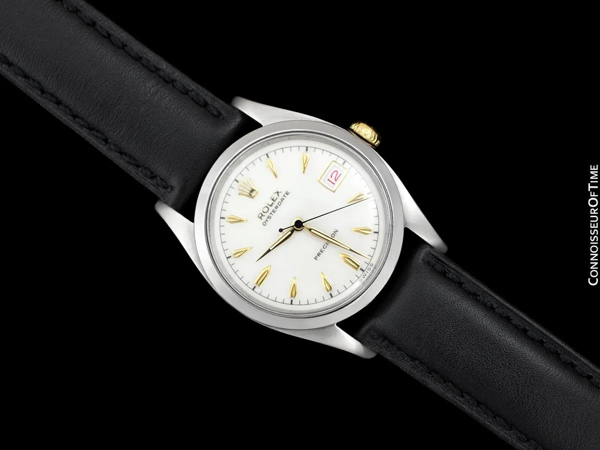 1956 Rolex Oysterdate Vintage Mens Handwound Watch with Roulette Date - Stainless Steel & 18K Gold