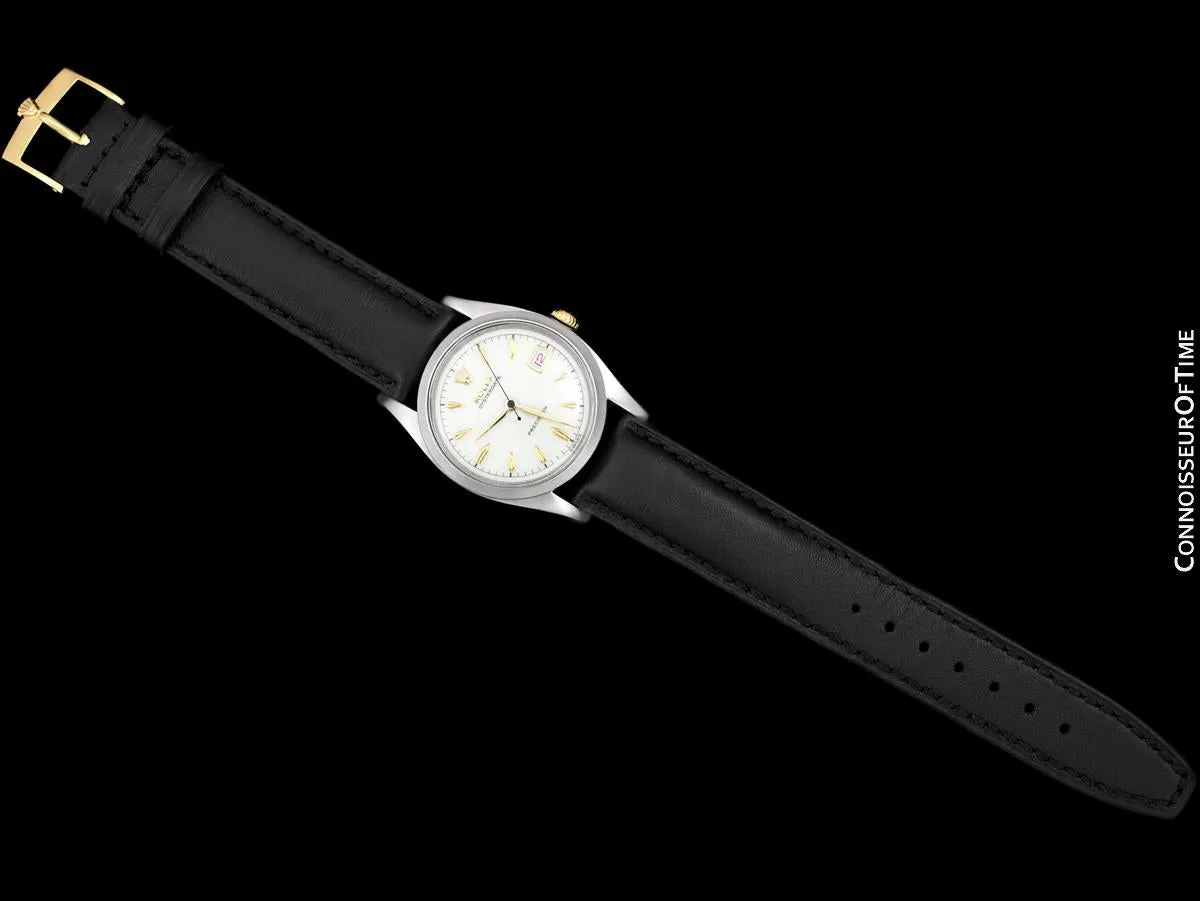 1956 Rolex Oysterdate Vintage Mens Handwound Watch with Roulette Date - Stainless Steel & 18K Gold