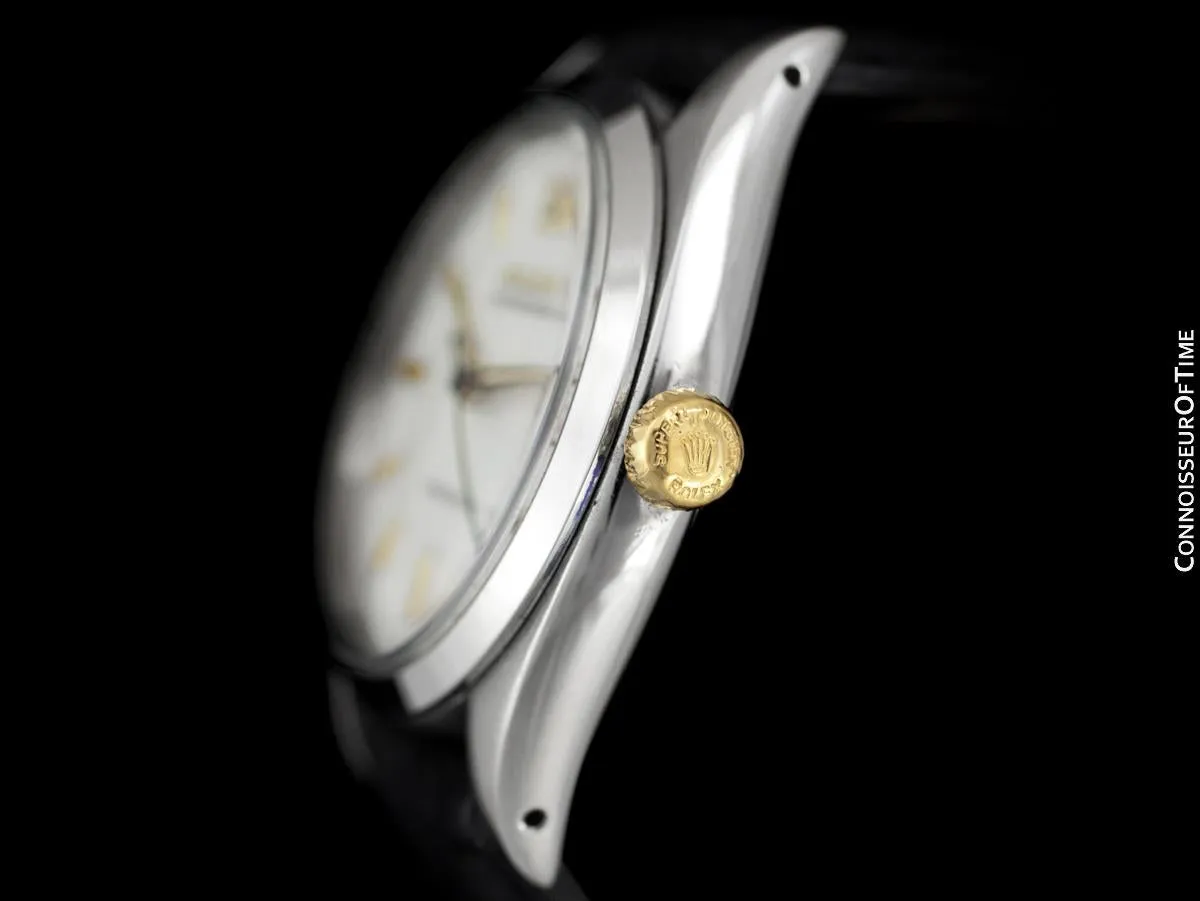 1956 Rolex Oysterdate Vintage Mens Handwound Watch with Roulette Date - Stainless Steel & 18K Gold