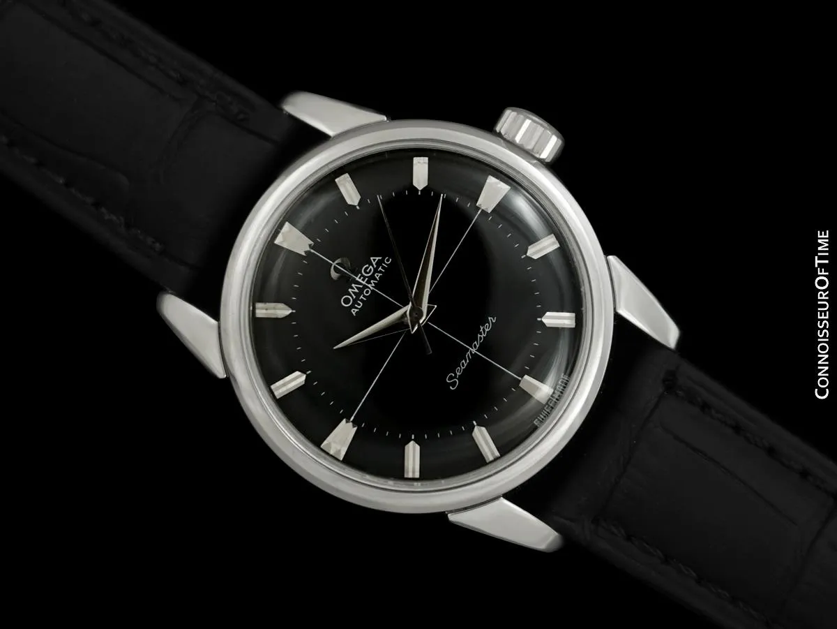 1960 Omega Seamaster Mens Vintage Calatrava Automatic Watch with Crosshair Dial - Stainless Steel