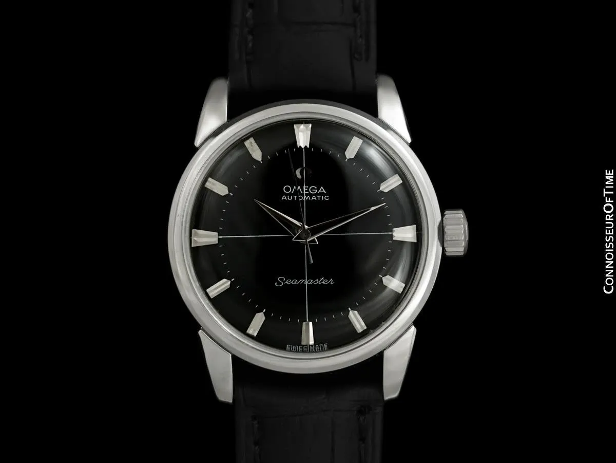 1960 Omega Seamaster Mens Vintage Calatrava Automatic Watch with Crosshair Dial - Stainless Steel