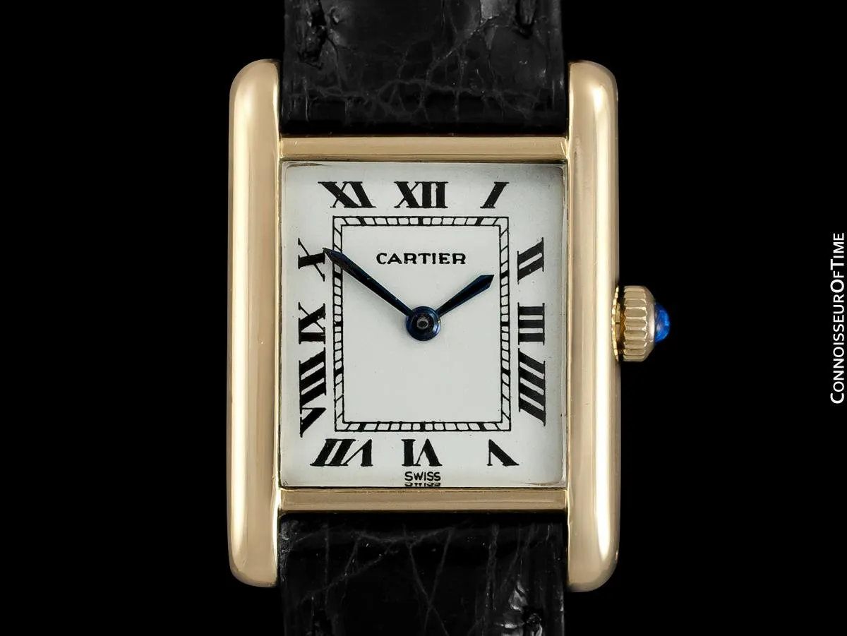 1960's Cartier Vintage Classic Ladies Handwound Tank Louis Watch - Solid 18K Gold