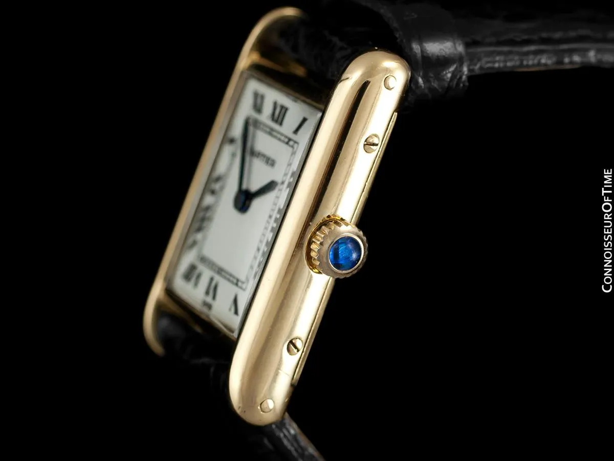 1960's Cartier Vintage Classic Ladies Handwound Tank Louis Watch - Solid 18K Gold