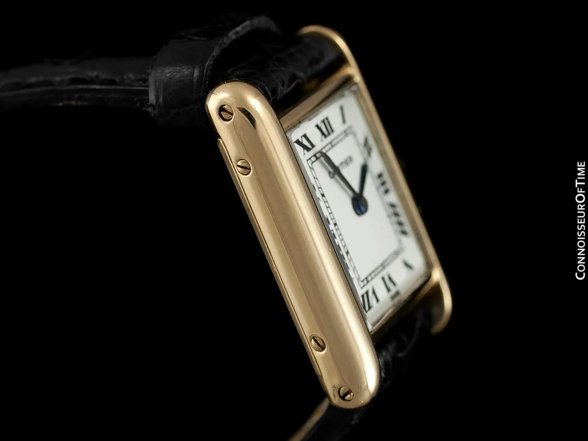 1960's Cartier Vintage Classic Ladies Handwound Tank Louis Watch - Solid 18K Gold
