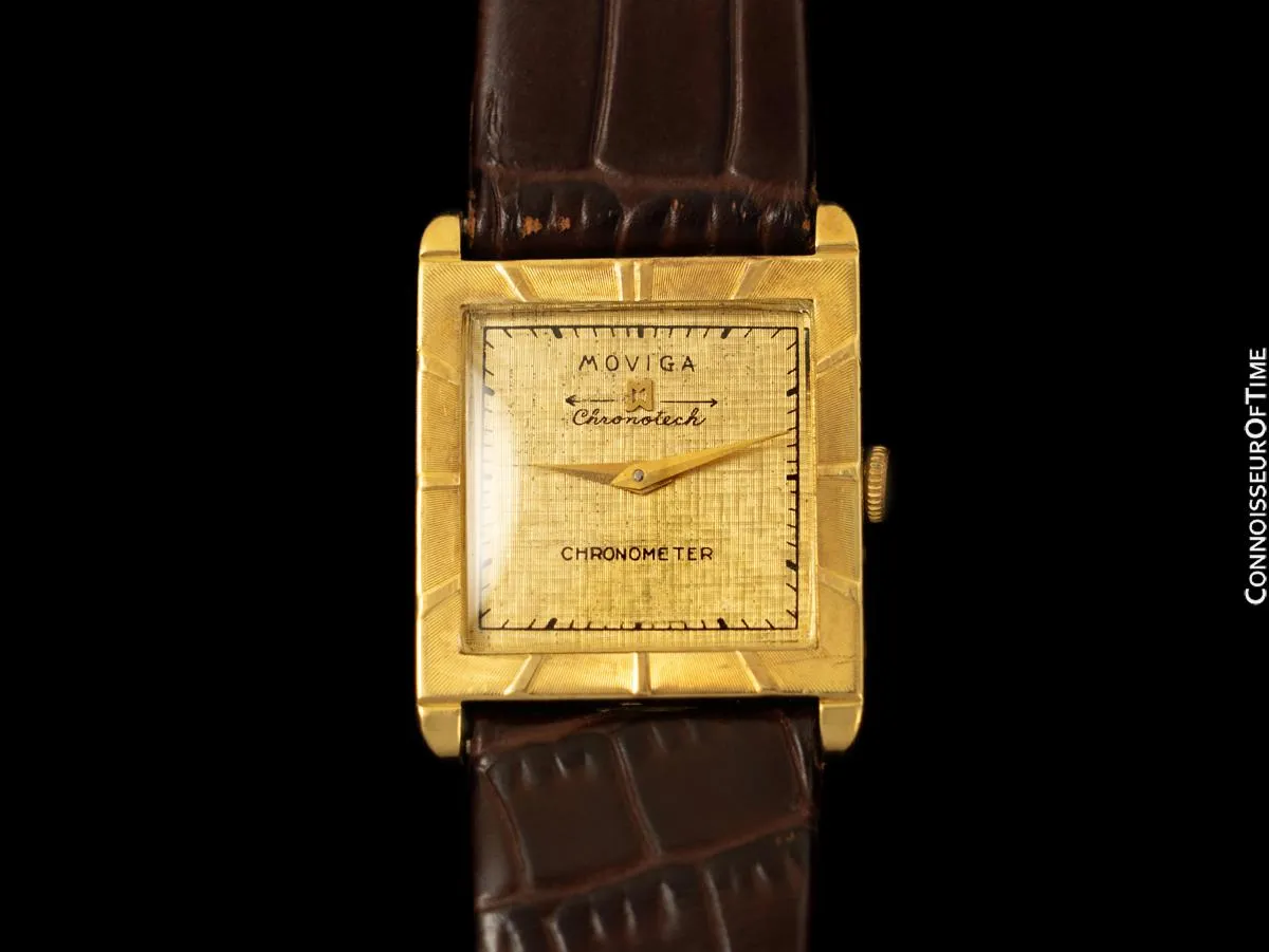 1960's Moviga Marvin Hime Vintage 18K Gold Mens Watch - Owned & Worn by Richard Chambelain