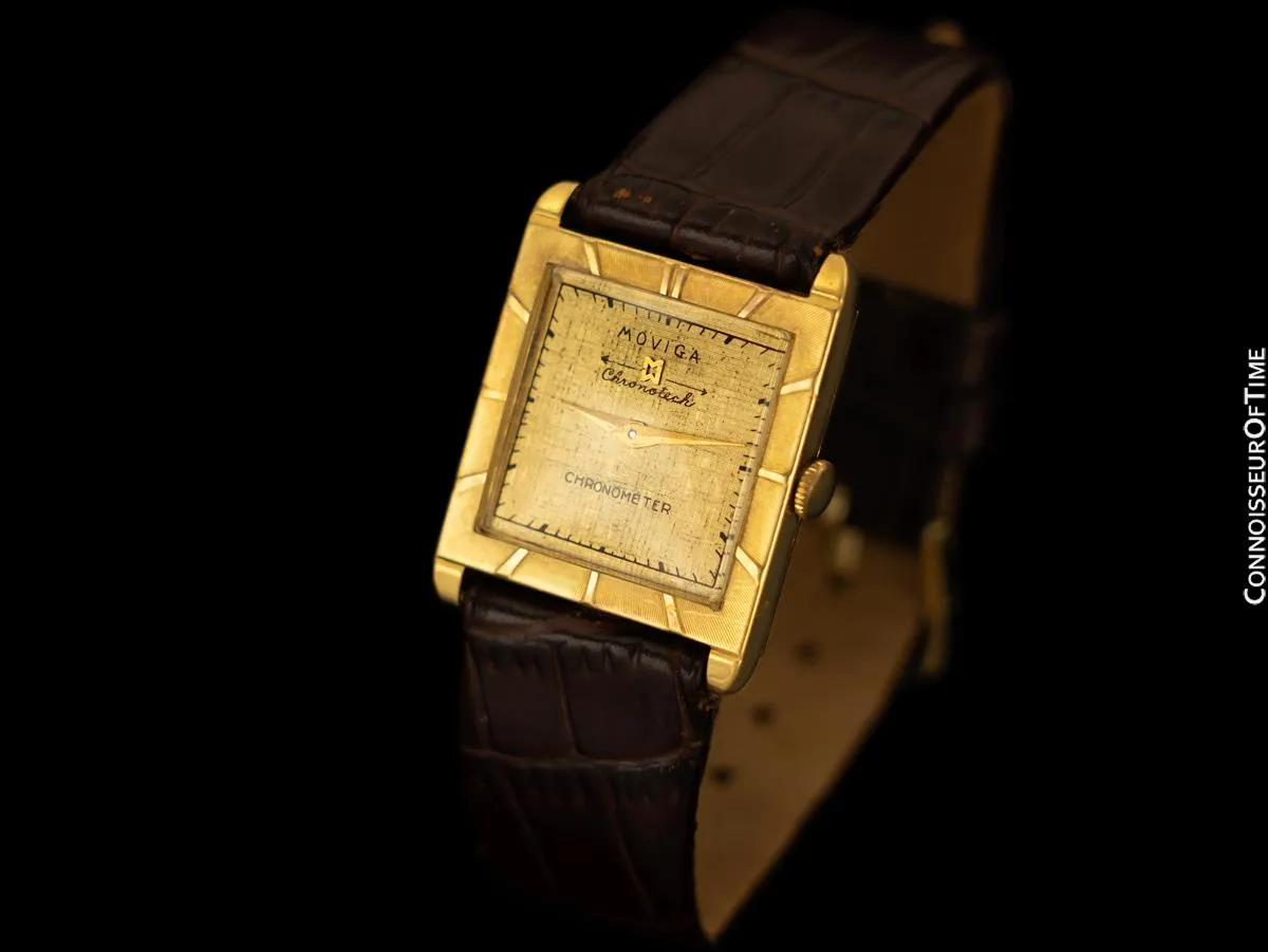 1960's Moviga Marvin Hime Vintage 18K Gold Mens Watch - Owned & Worn by Richard Chambelain