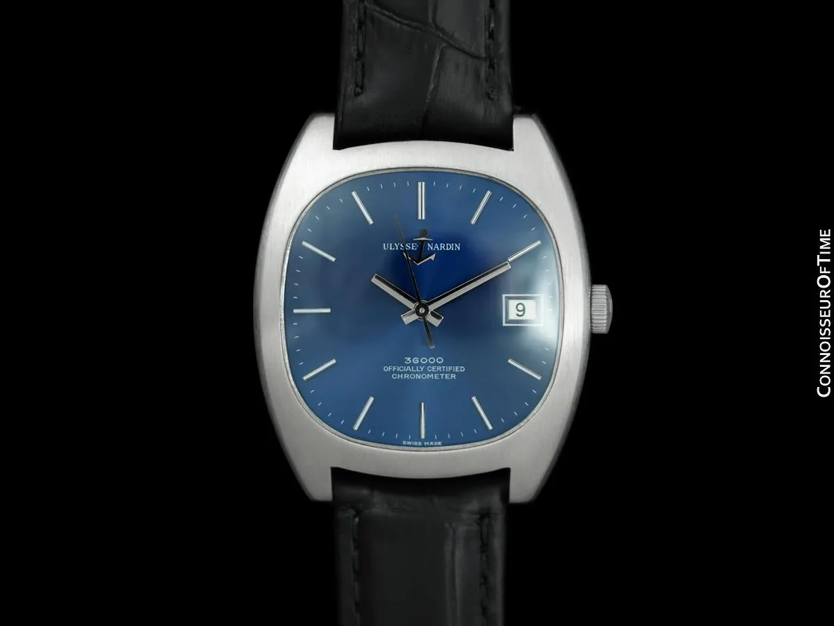 1960's Ulysse Nardin Vintage Mens 36,000 BPH High Frequency Watch, Stainless Steel - Officially Certified Chronometer
