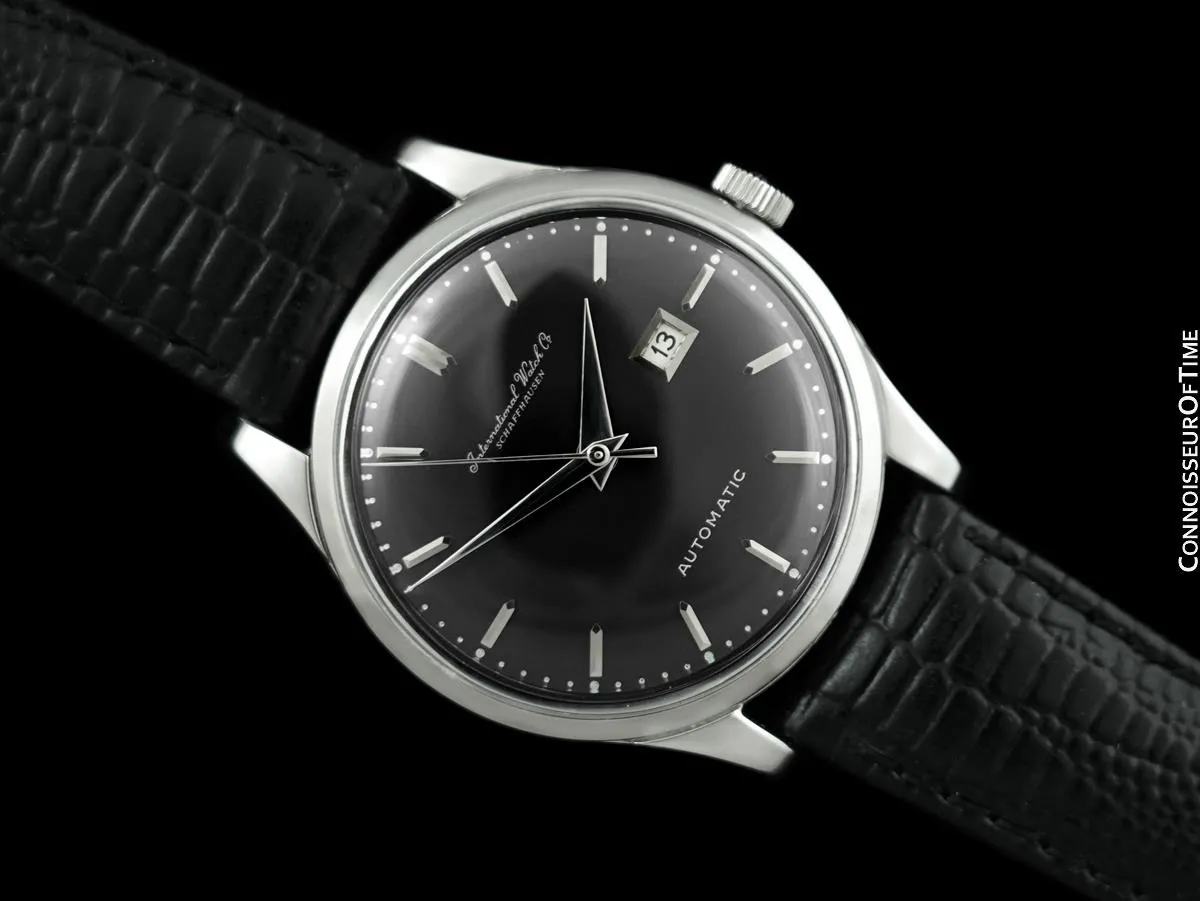1963 IWC Vintage Mens Watch, Cal. 8531 Automatic with Date and Dark Gray Dial - Stainless Steel