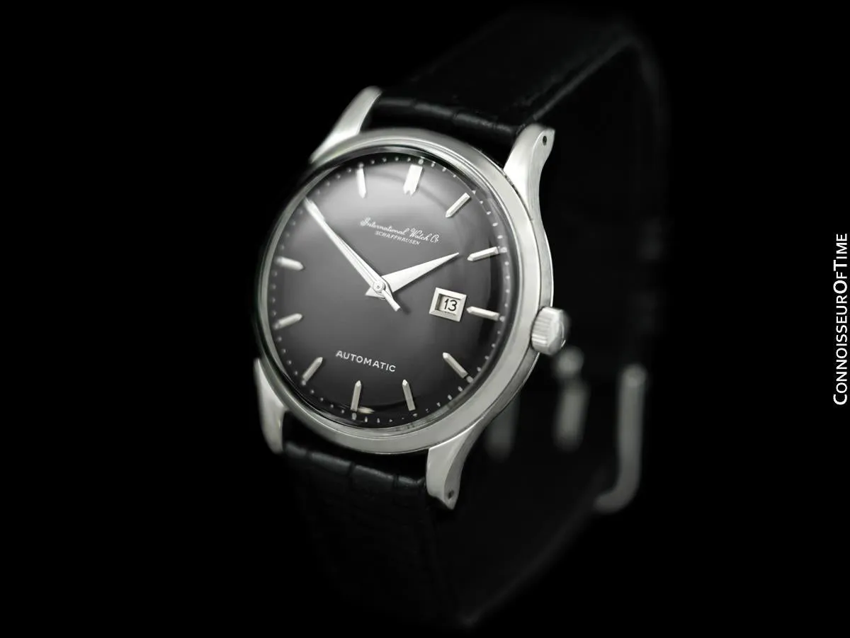 1963 IWC Vintage Mens Watch, Cal. 8531 Automatic with Date and Dark Gray Dial - Stainless Steel
