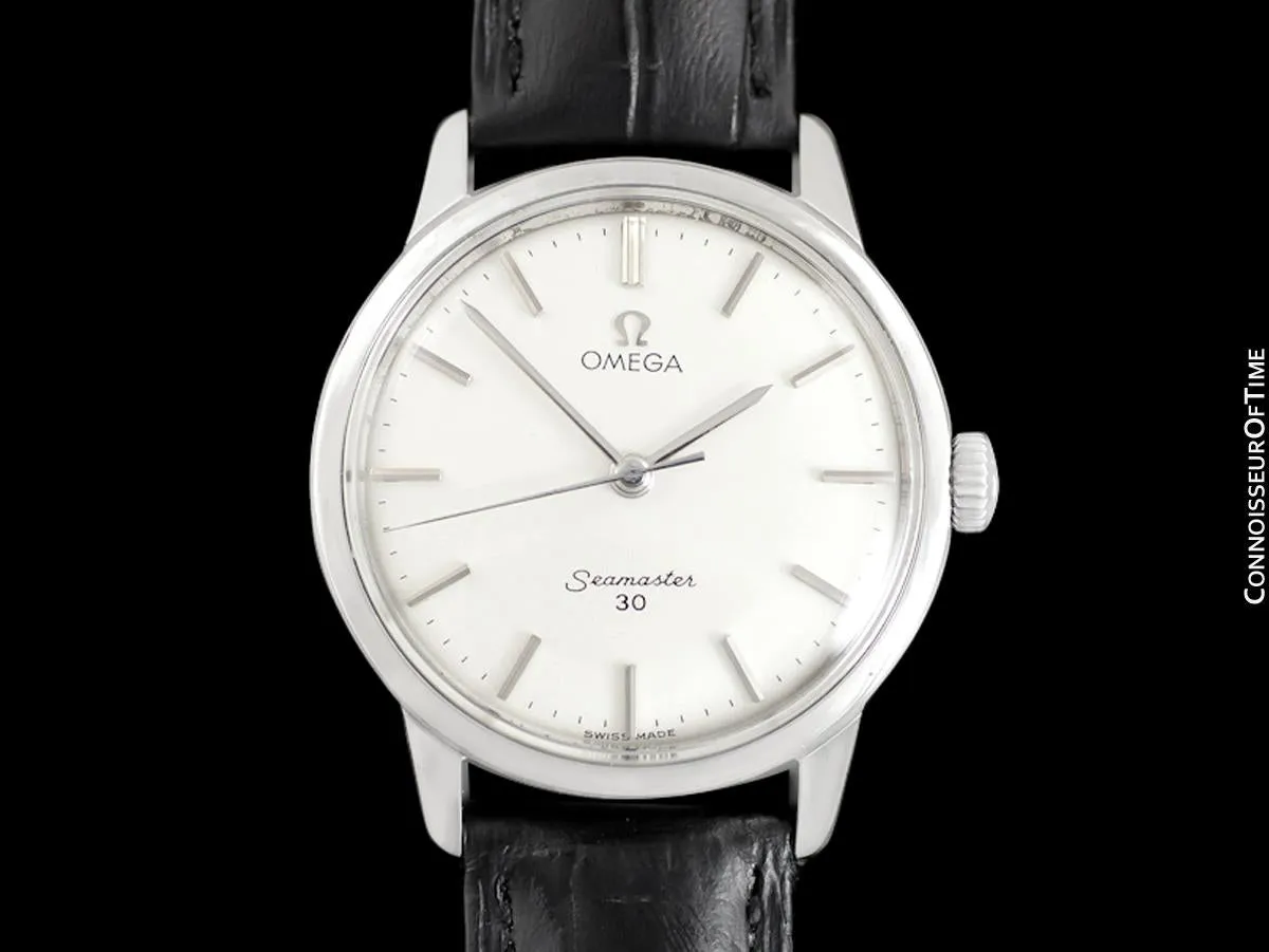 1963 Omega Seamaster 30 Vintage Mens Handwound Watch, Larger 35mm Model - Stainless Steel