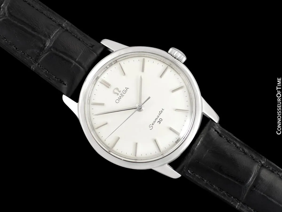 1963 Omega Seamaster 30 Vintage Mens Handwound Watch, Larger 35mm Model - Stainless Steel