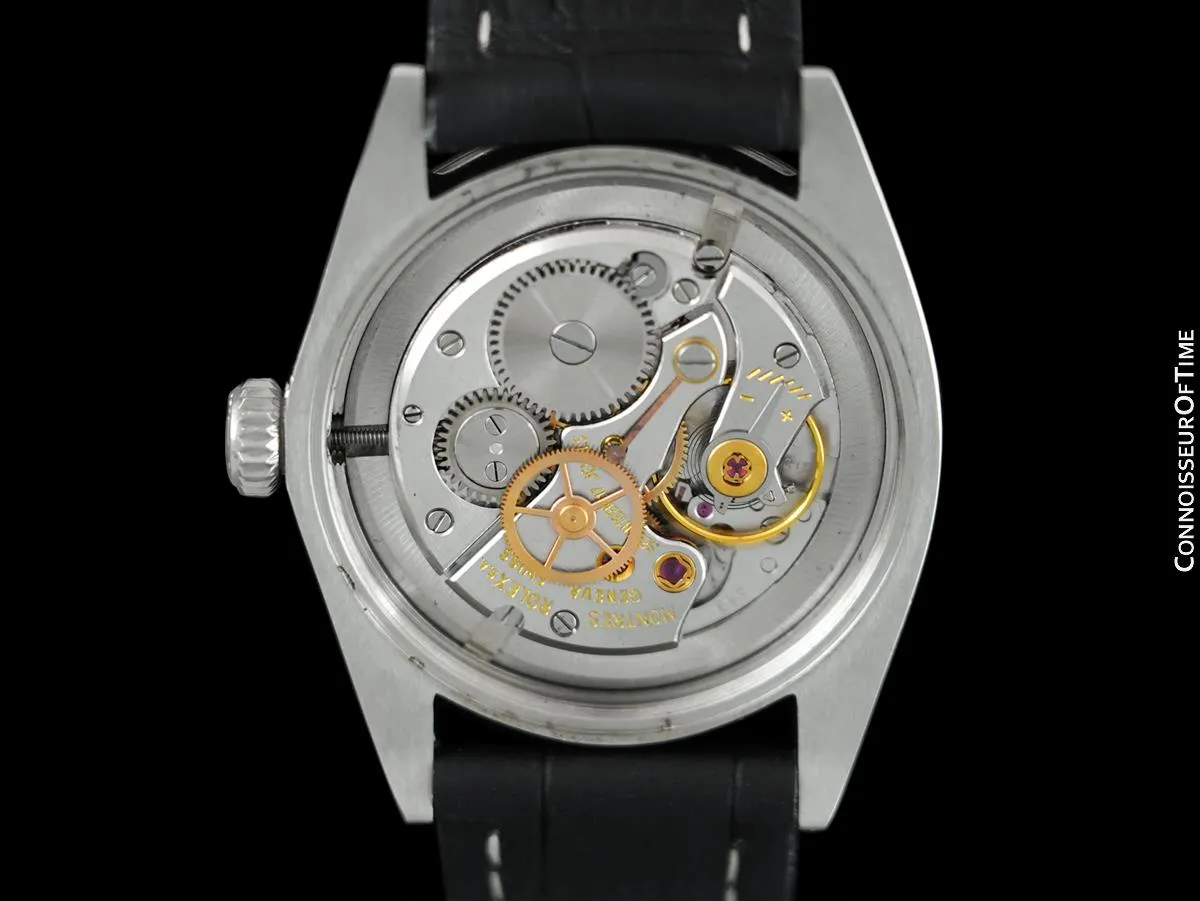 1966 Rolex Oyster Precision Classic Vintage Mens Handwound Watch with Black Dial - Stainless Steel