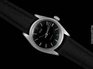 1966 Rolex Oyster Precision Classic Vintage Mens Handwound Watch with Black Dial - Stainless Steel