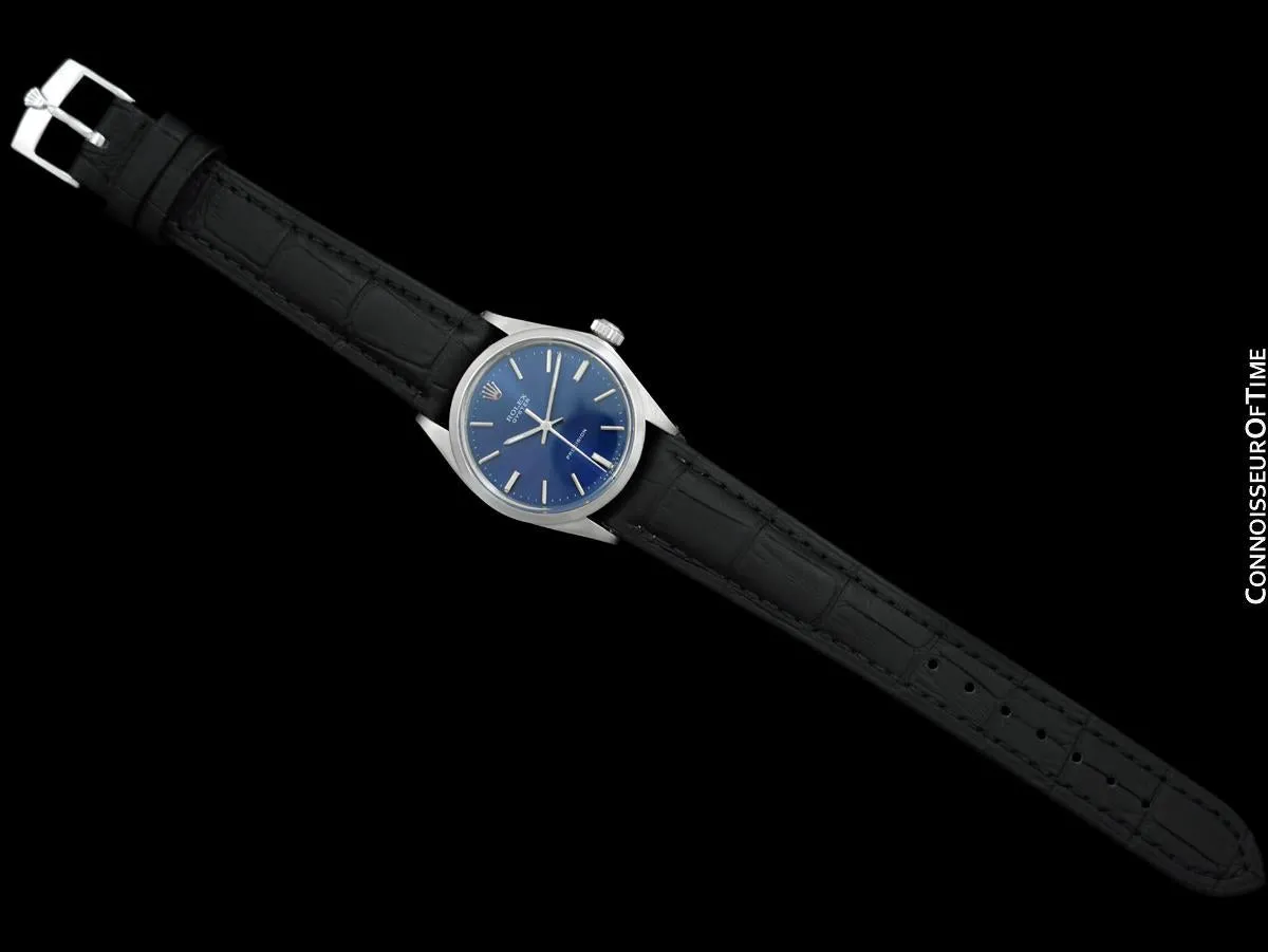 1969 Rolex Oyster Precision Classic Vintage Mens Handwound Watch with Blue Dial - Stainless Steel
