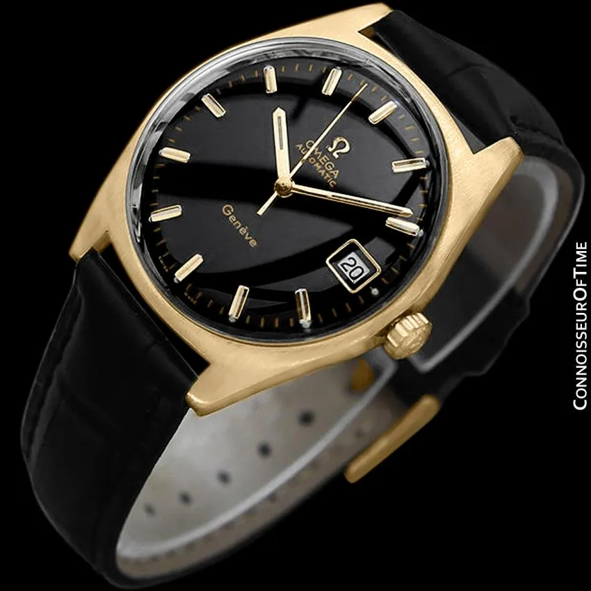 1970 Omega Geneve Vintage Mens Cal. 563 Automatic Watch with Quick-Setting Date - 18K Gold Plated & Stainless Steel