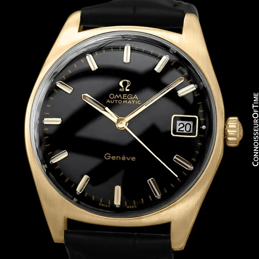 1970 Omega Geneve Vintage Mens Cal. 563 Automatic Watch with Quick-Setting Date - 18K Gold Plated & Stainless Steel