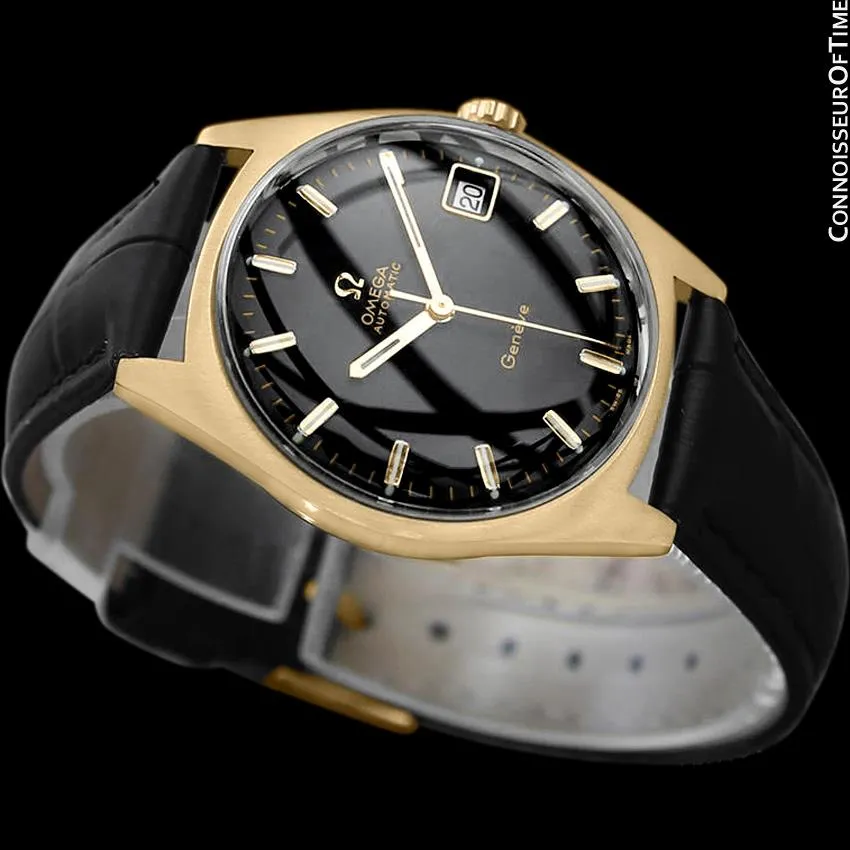 1970 Omega Geneve Vintage Mens Cal. 563 Automatic Watch with Quick-Setting Date - 18K Gold Plated & Stainless Steel