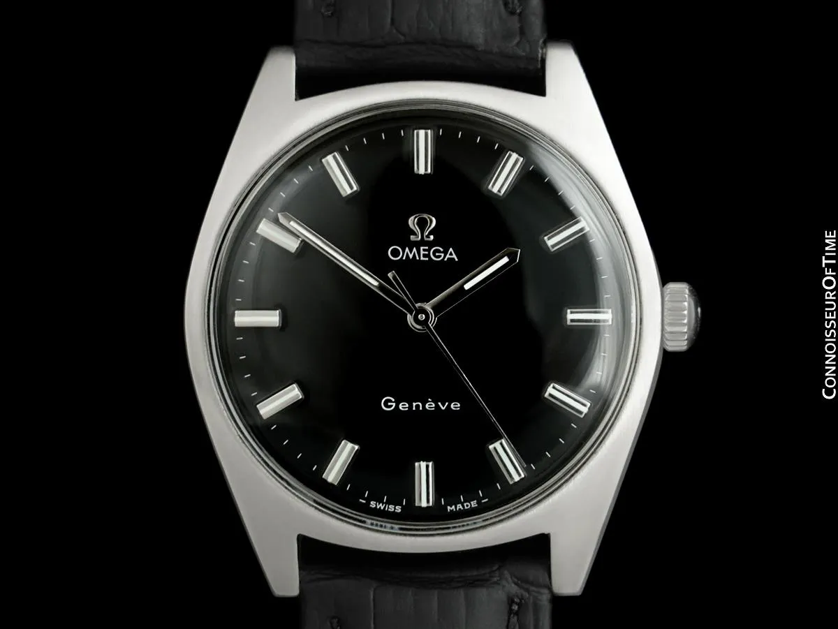 1970 Omega Geneve Vintage Mens Waterproof Style Dress Watch - Stainless Steel