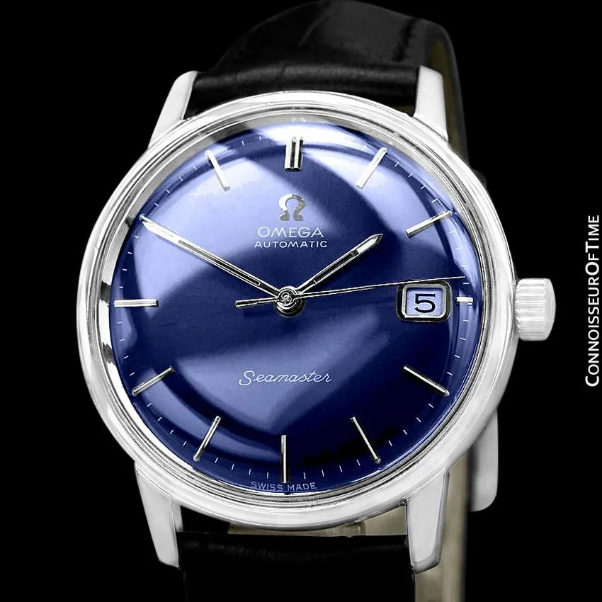 1970 Omega Seamaster Mens Vintage Watch with 565 Movement, Automatic, Quick-Setting Date - Stainless Steel